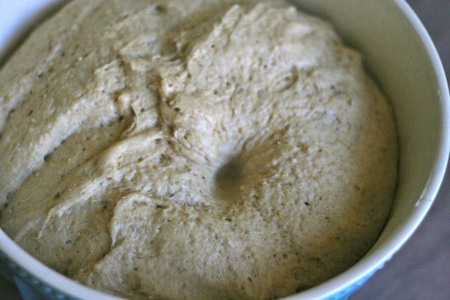 Fully proofed dough--the dimple does not fill in