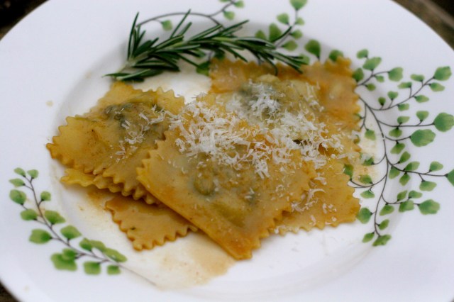 Agnolotti with sugo d'arrosto and parmiggiano reggiano (Filled Piemontese pasta with reduced broth and parmesan)